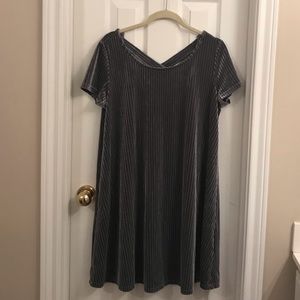 Grey Ribbed Velvet Dress